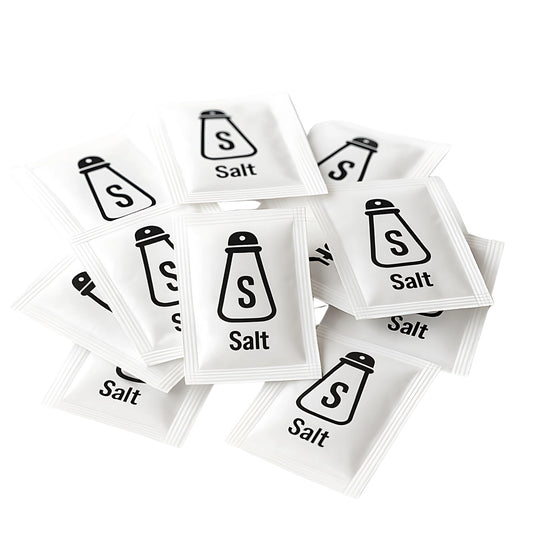 100 Salt Sachets – Individually Wrapped Table Salt Portions – Disposable Packets for Travel, Catering, Takeaway, Lunchboxes & Portion Control – by Espresso Yourself