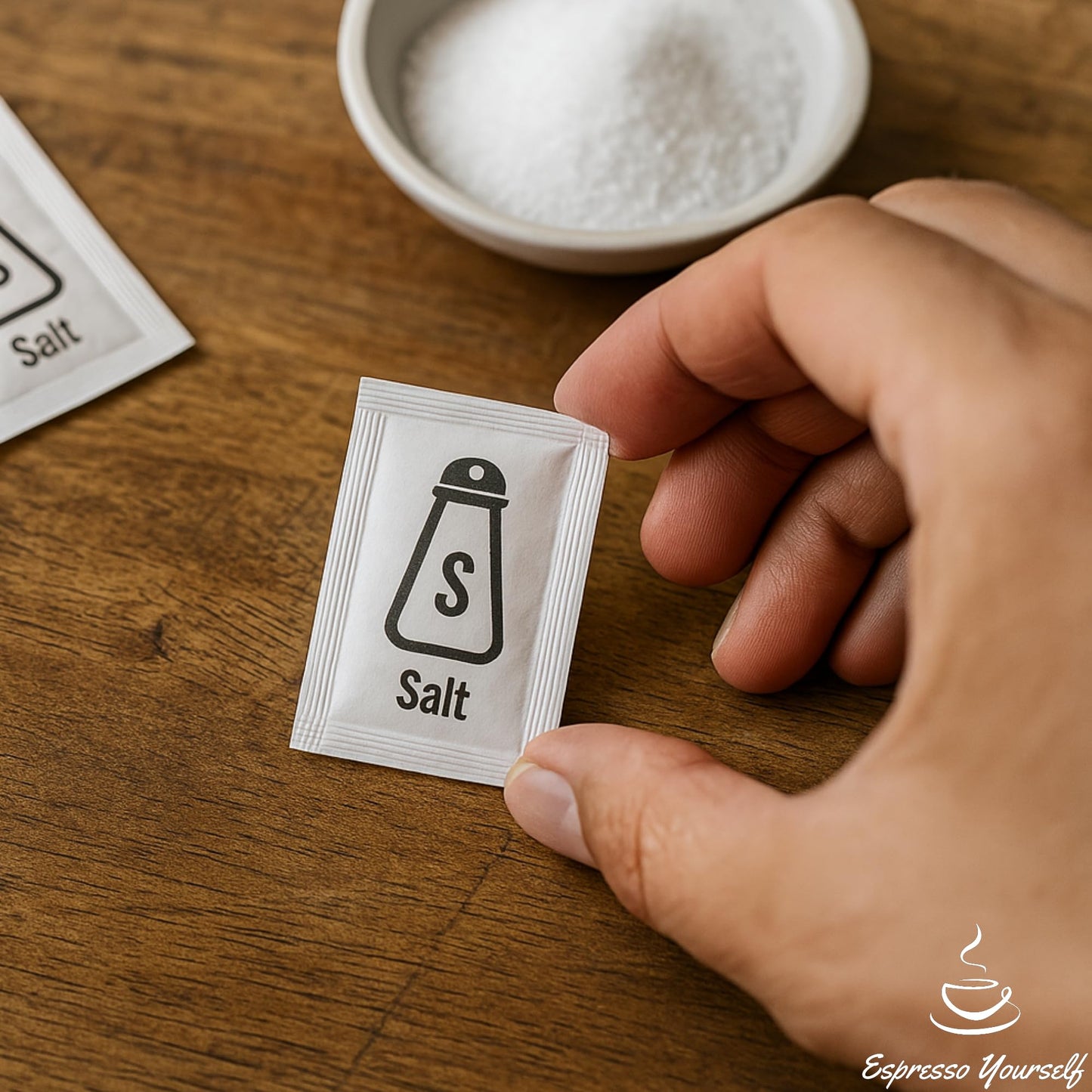 100 Salt Sachets – Individually Wrapped Table Salt Portions – Disposable Packets for Travel, Catering, Takeaway, Lunchboxes & Portion Control – by Espresso Yourself